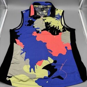 Jamie Sadock Sleeveless Shirt 1/4 Zip Womens M Golf Cycle Pickleball BrightColor